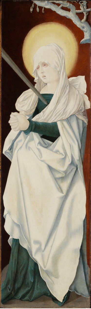La Vierge des douleurs - Surujen neitsyt (Mater dolorosa), kirjoittanut Baldung (Baldung Grien), Hans (1484-1545). Öljy puulle, c. 1516. Mitat: 152,2x46 cm. Szepmuveszeti-museo, Budapest tekijältä Hans Baldung Grien