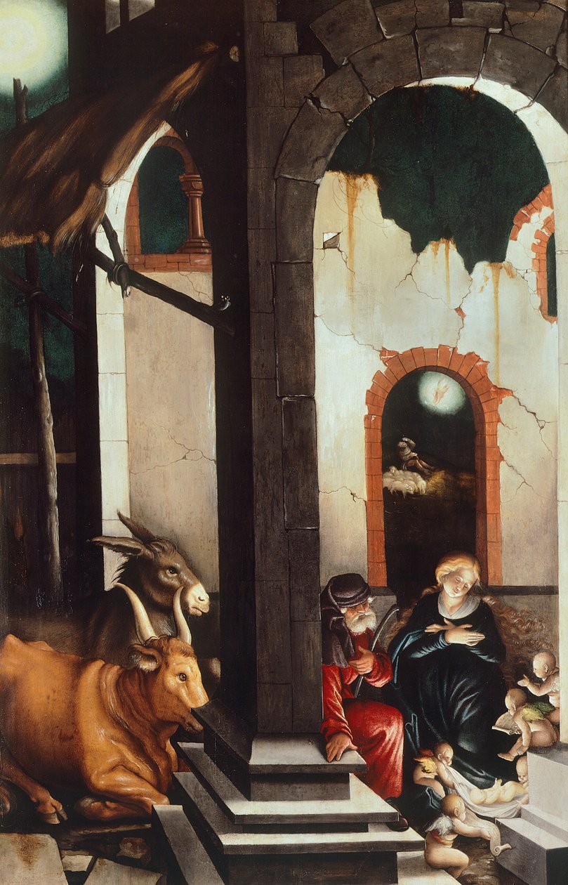 Syntymä, kirjoittanut Hans Baldung (1484-1485 - 1545), paneeli tekijältä Hans Baldung Grien