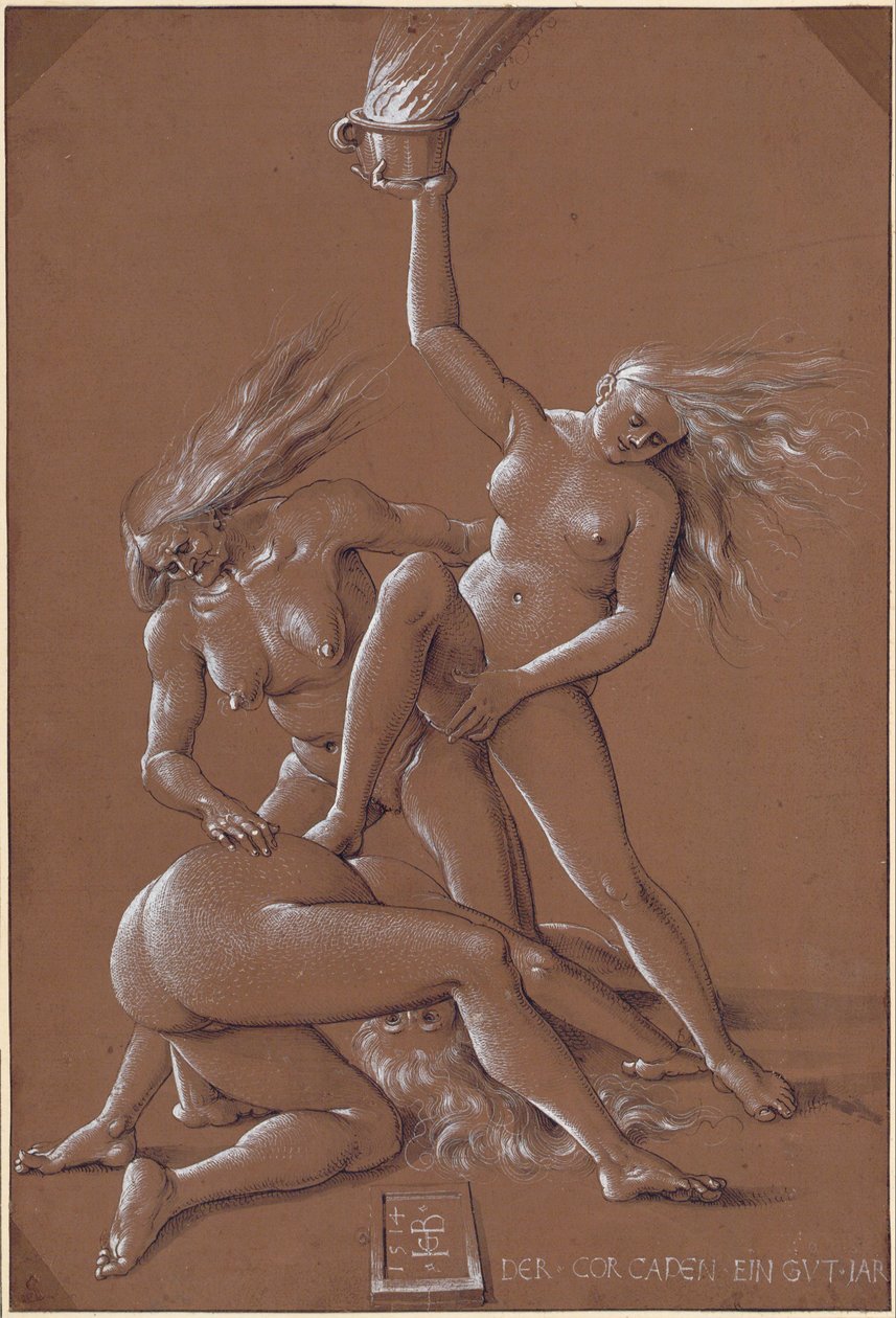 Uudenvuoden tervehdys kolmen noidan kanssa, 1514 tekijältä Hans Baldung Grien