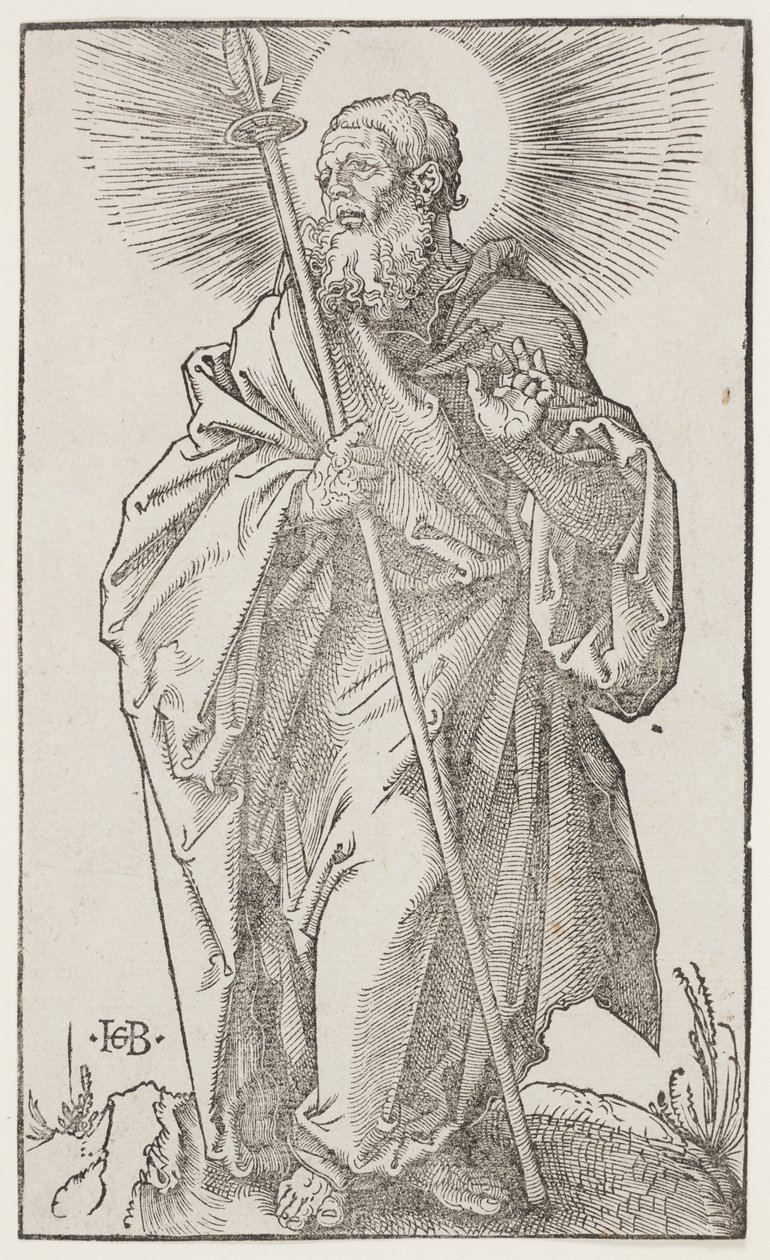 St Thomas, teoksesta "The Large Apostoles", n. 1519 (puupiirros) tekijältä Hans Baldung Grien