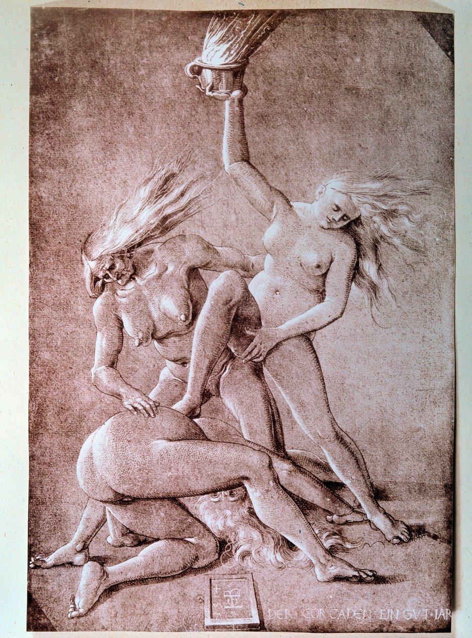 Kolme noitaa Piirros Hans Baldung dit Grien (1484-1545) tekijältä Hans Baldung Grien