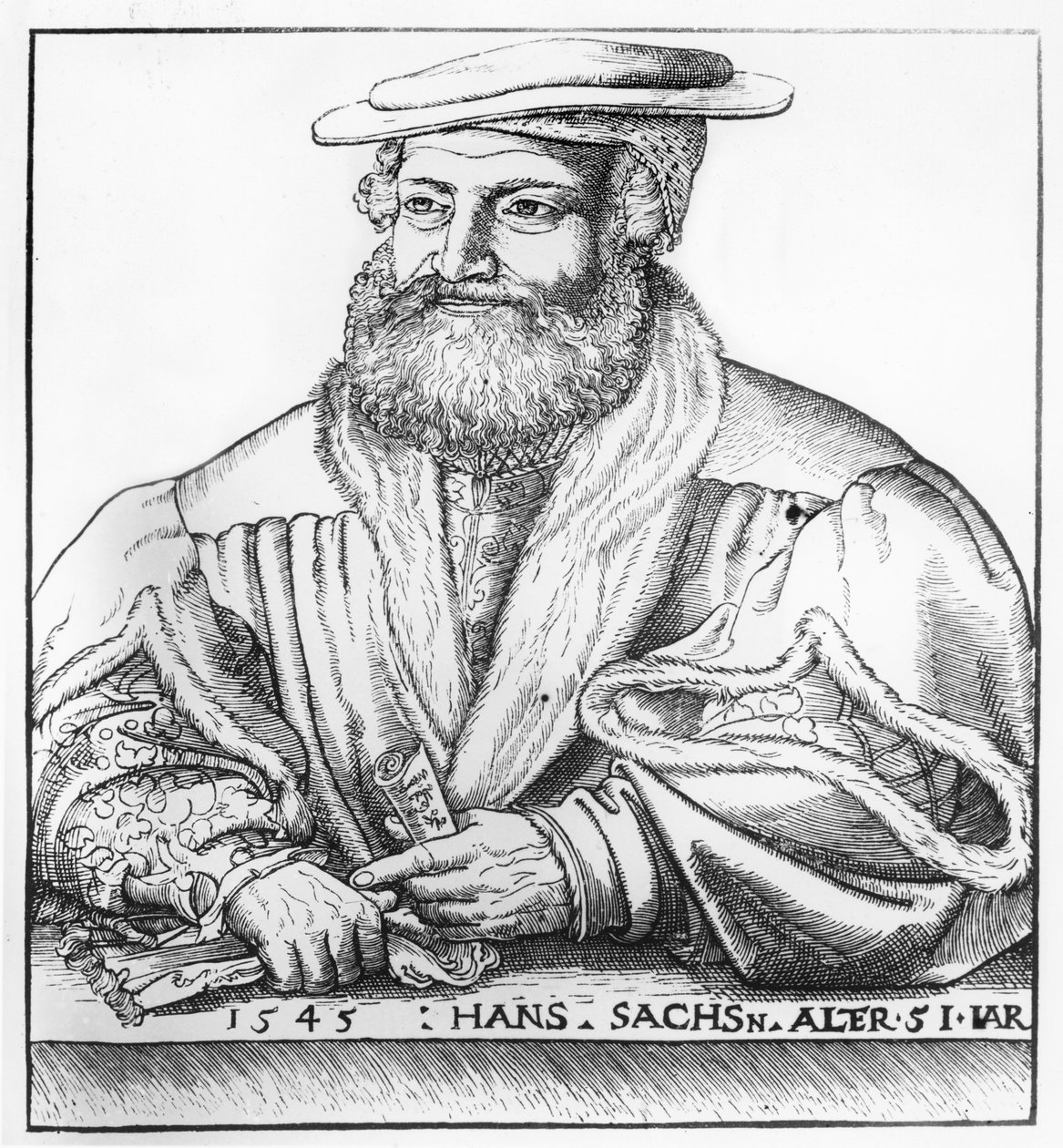 Hans Sachsin muotokuva, 1545 tekijältä Hans Brosamer
