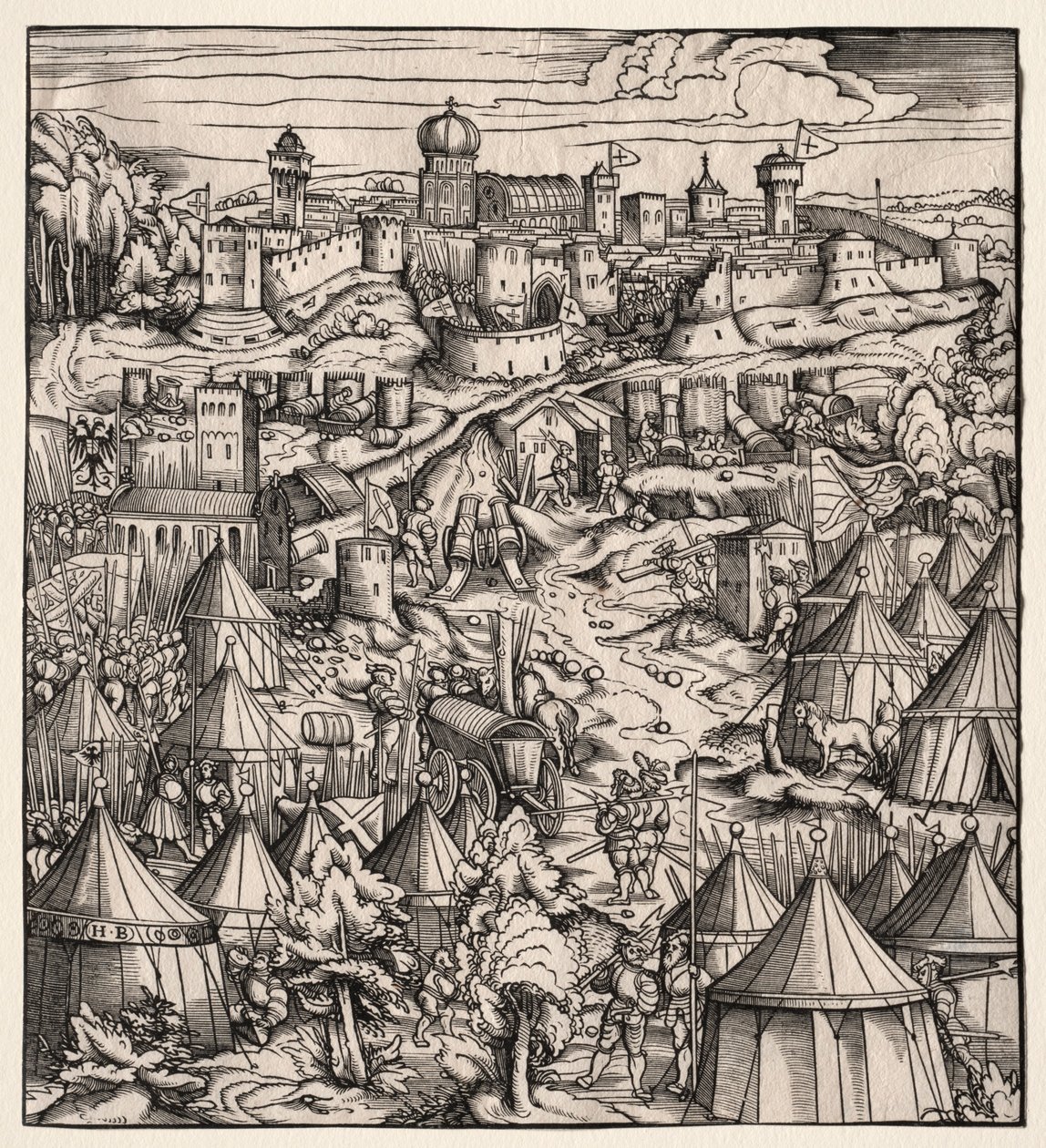 Der Weisskunig Valkoinen kuningas: Padovan piiritys, 1512-1515. tekijältä Hans Burgkmair