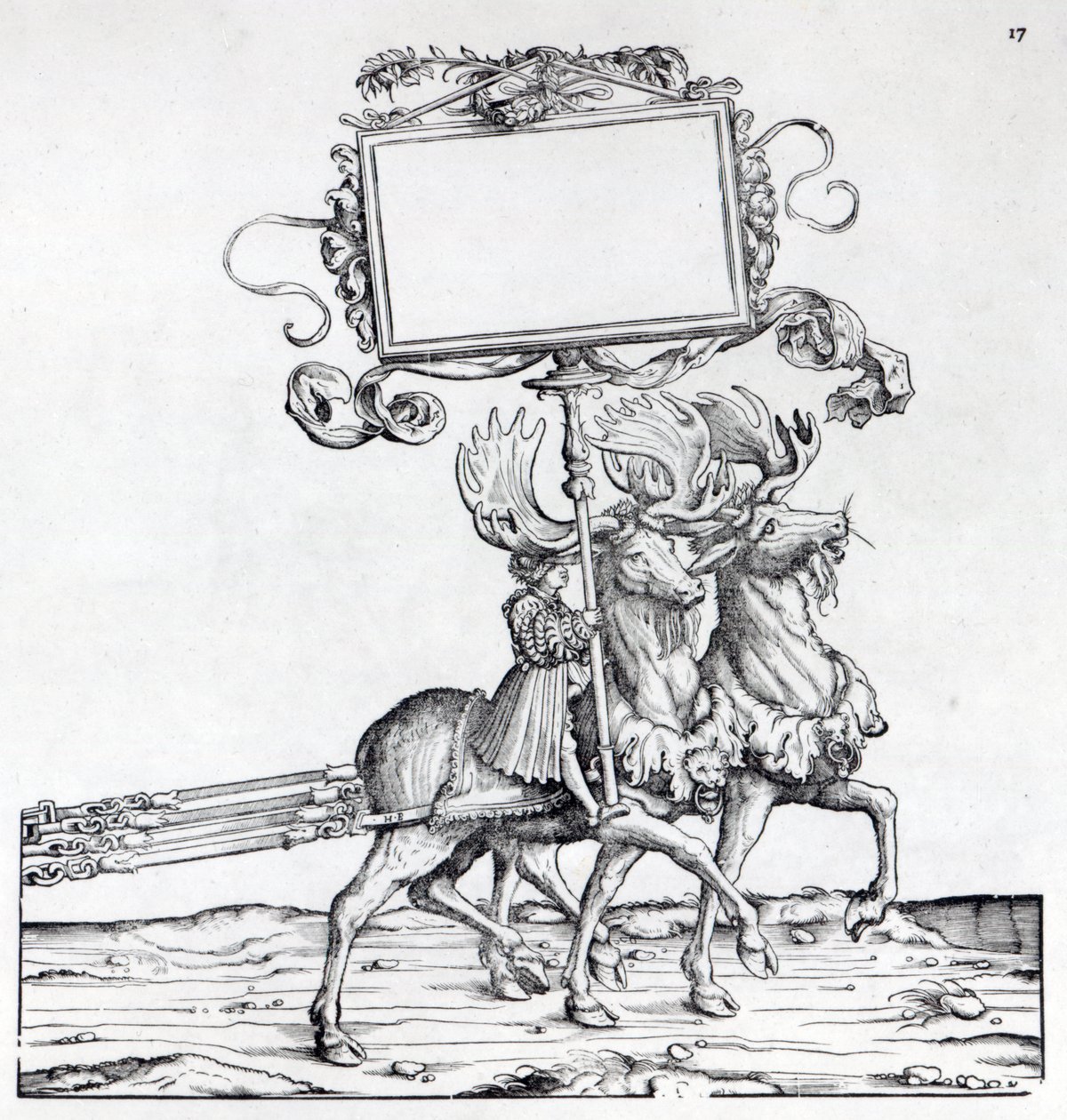 Kohtaus Maximilianin voittokulkueesta, n. 1516–1518 (puupiirros) tekijältä Hans Burgkmair
