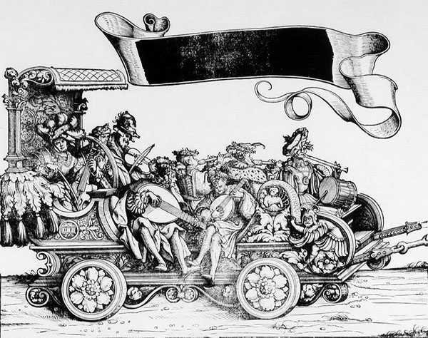The Musical Entourage, Maximilians Triumphal Procession, n. 1516-1818 tekijältä Hans Burgkmair