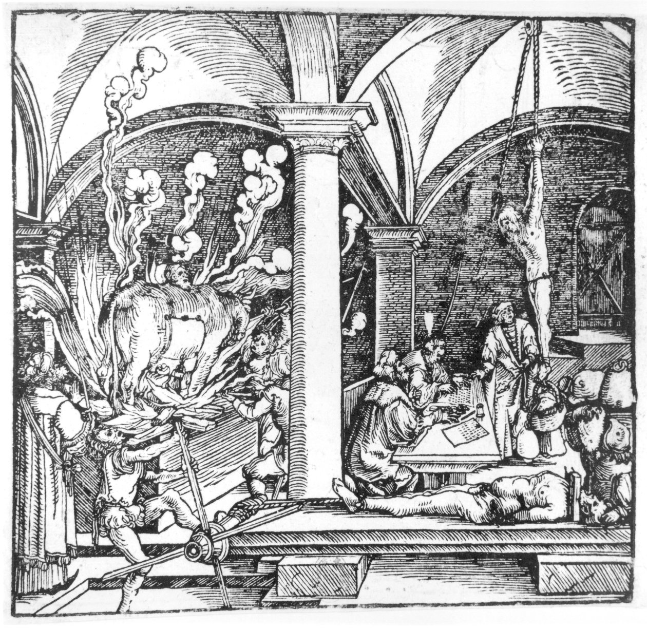 The Questioning, kuvitus Cicero Teutschin kirjasta, Augsbourg, 1533 tekijältä Hans Burgkmair