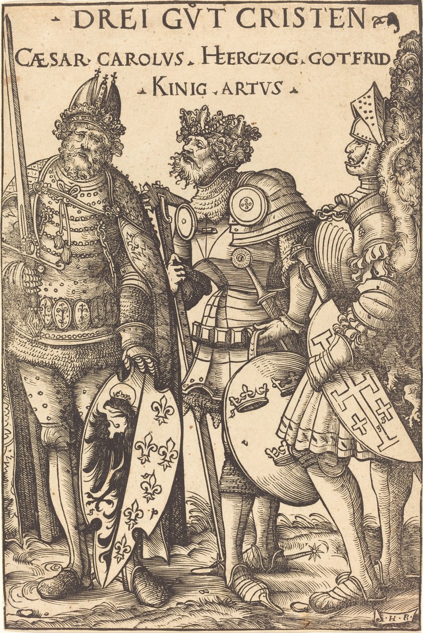 Charlemagne, Arthur ja Godfrey tekijältä Hans Burgkmair I