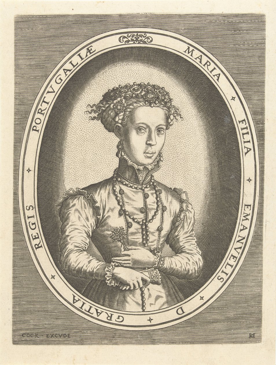 Portugalin prinsessa Marian muotokuva Euroopan kuninkaalliset talot (sarjan nimi) tekijältä Hans Collaert (I)
