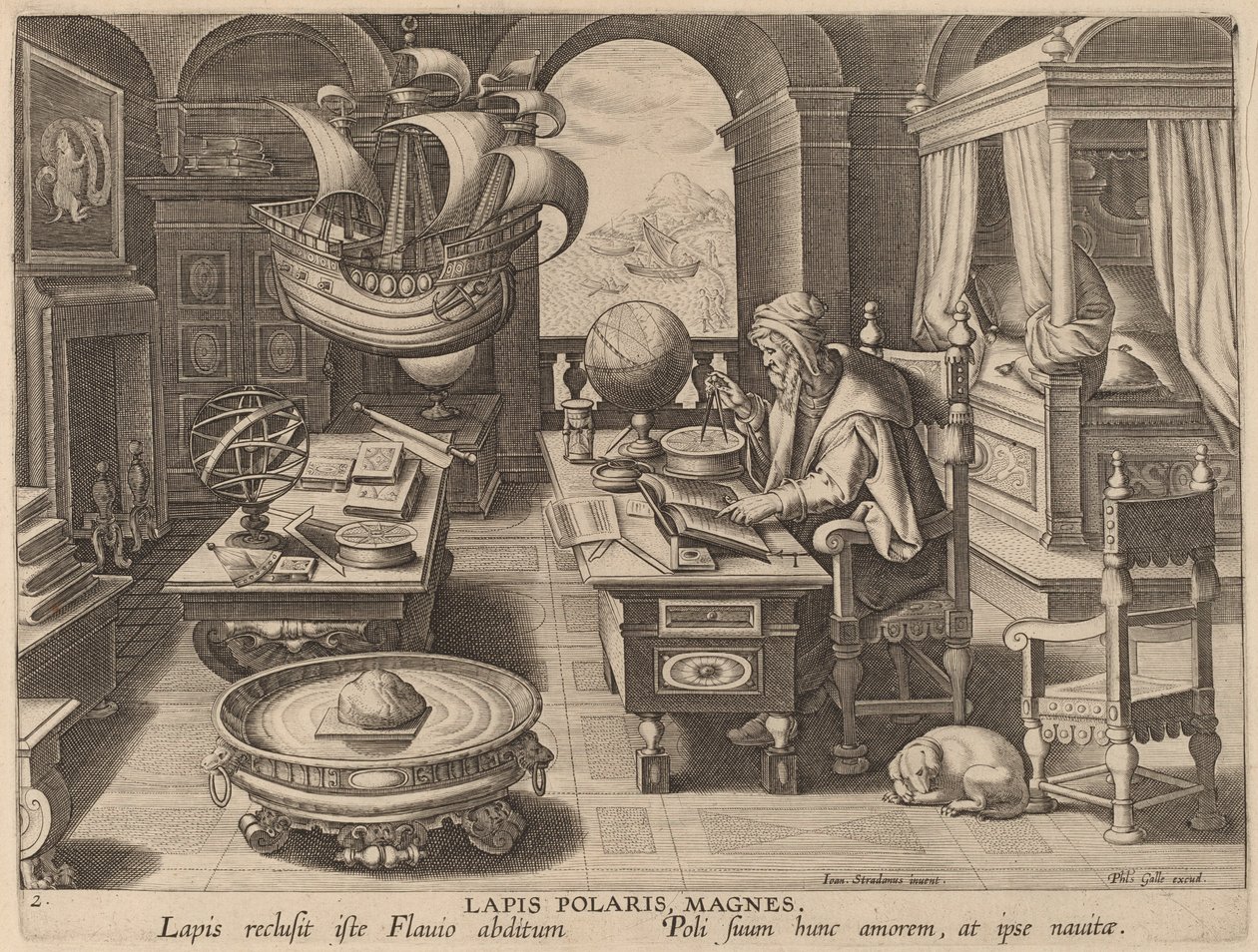 Lapis Polaris, Magnes (The Lodestone, The Magnet) tekijältä Hans Collaert the Younger after Jan van der Straet