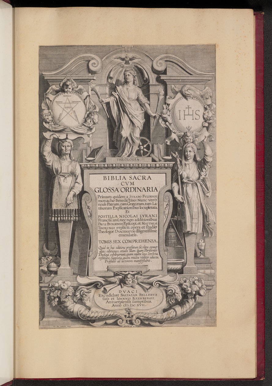 Biblia Sacra Cvm Glossa Ordinaria otsikkosivu tekijältä Hans Collaert the Younger after Sir Peter Paul Rubens