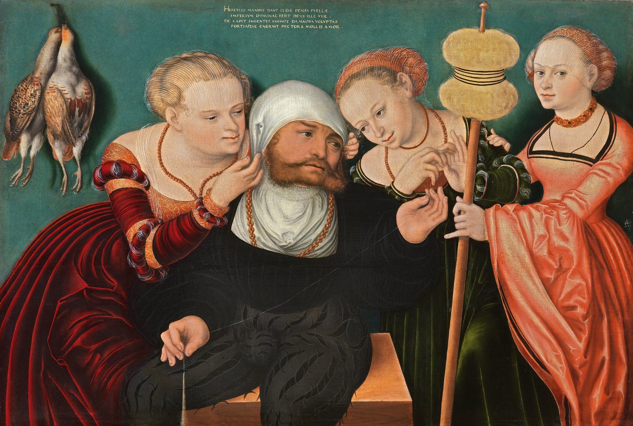 Saksa: Herkules bei Omphale Hercules at the Court of Omphale (Herkules Omphalen hovissa) tekijältä Hans Cranach