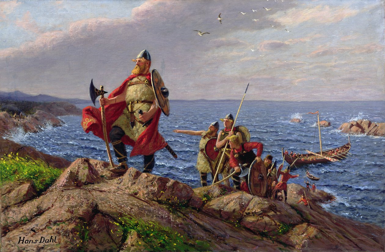 Leif Eriksson löytää Amerikan (öljy kankaalle) tekijältä Hans Dahl