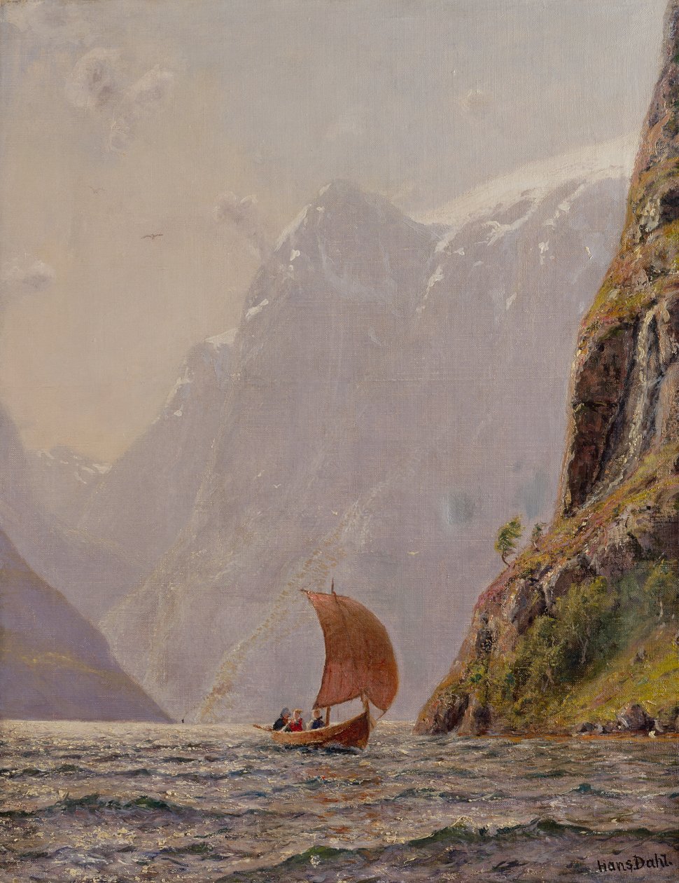 Purjehdus vuonossa (öljy kankaalle) tekijältä Hans Dahl
