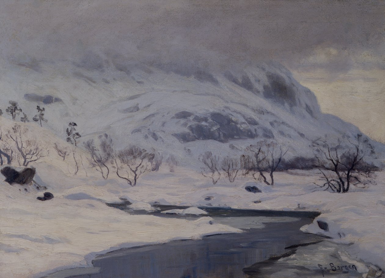 Vuoristomaisema, talvi tekijältä Hans Fredrik Henriksen Borgen
