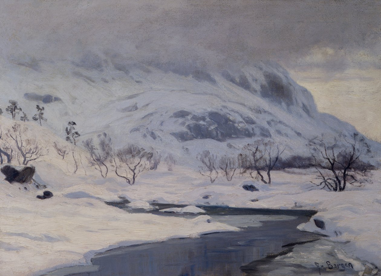 Vuoristomaisema, talvi tekijältä Hans Fredrik Henriksen Borgen