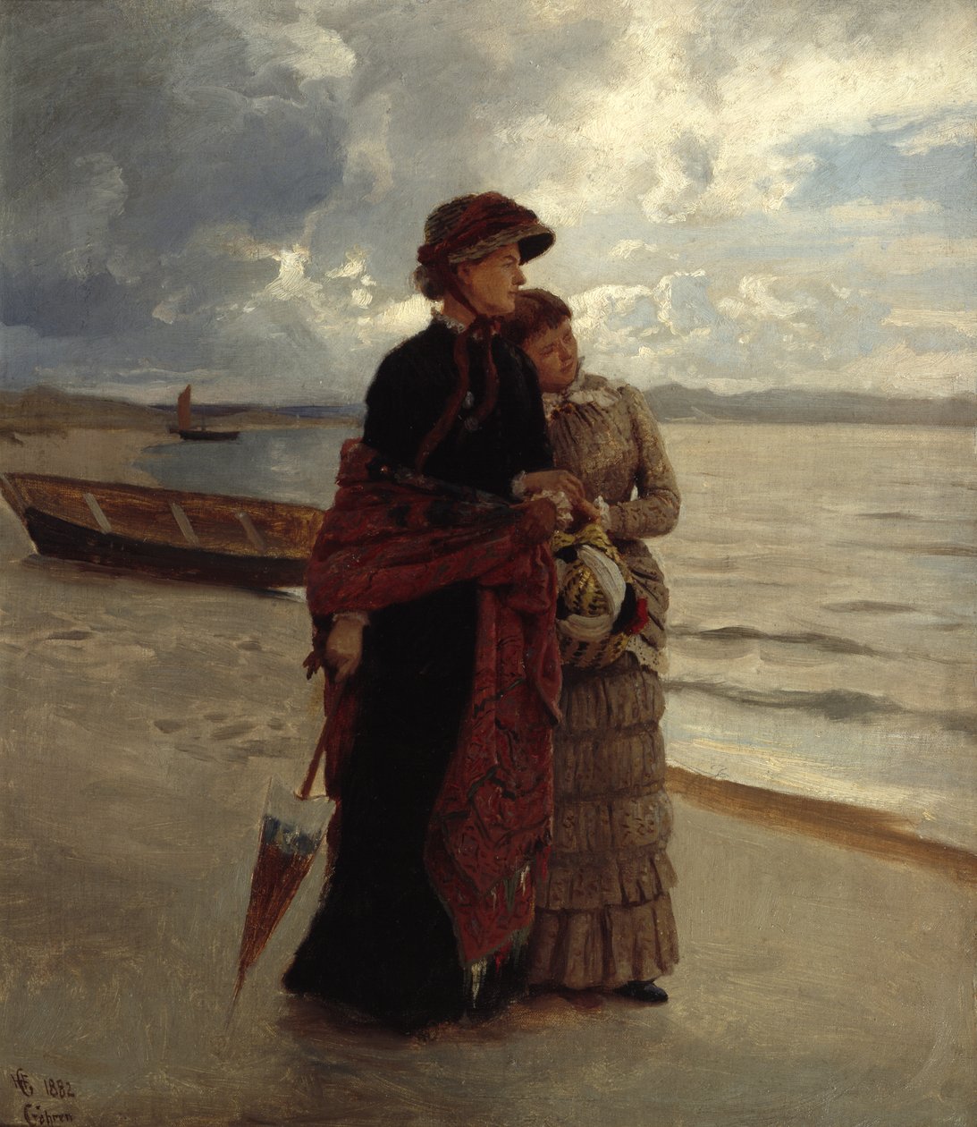 Kävele rannalla, Rügen (öljy kankaalle) tekijältä Hans Gude