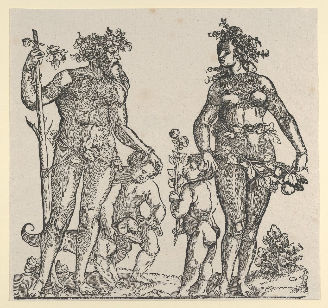 Villi mies ja villi nainen, 1545. tekijältä Hans Guldenmond