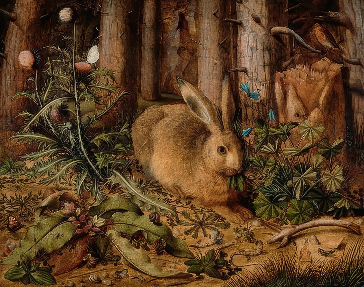 Jänis metsässä. Noin 1585 tekijältä Hans Hoffmann