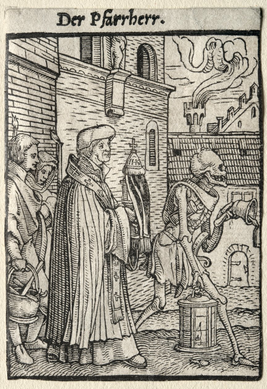 Kuoleman tanssi: Pastori. tekijältä Hans Holbein
