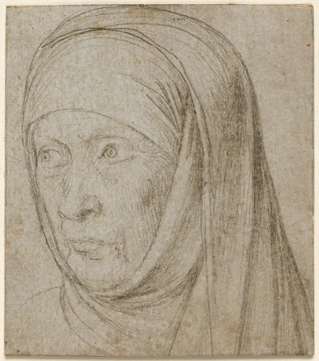 Vanhan naisen pää, n. 1500. tekijältä Hans Holbein
