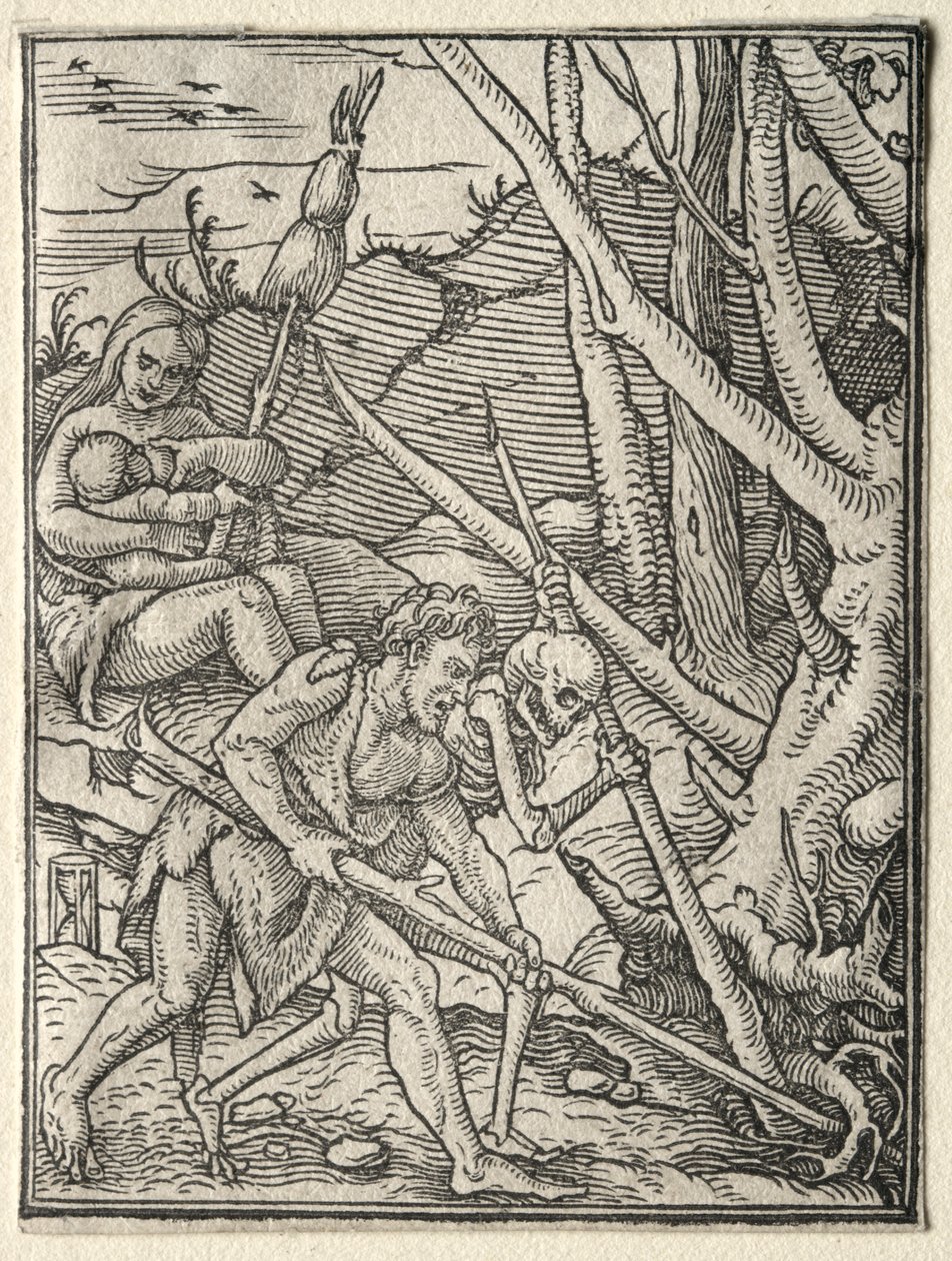 Kuoleman tanssi: Adam, joka muokkaa maata. tekijältä Hans Holbein