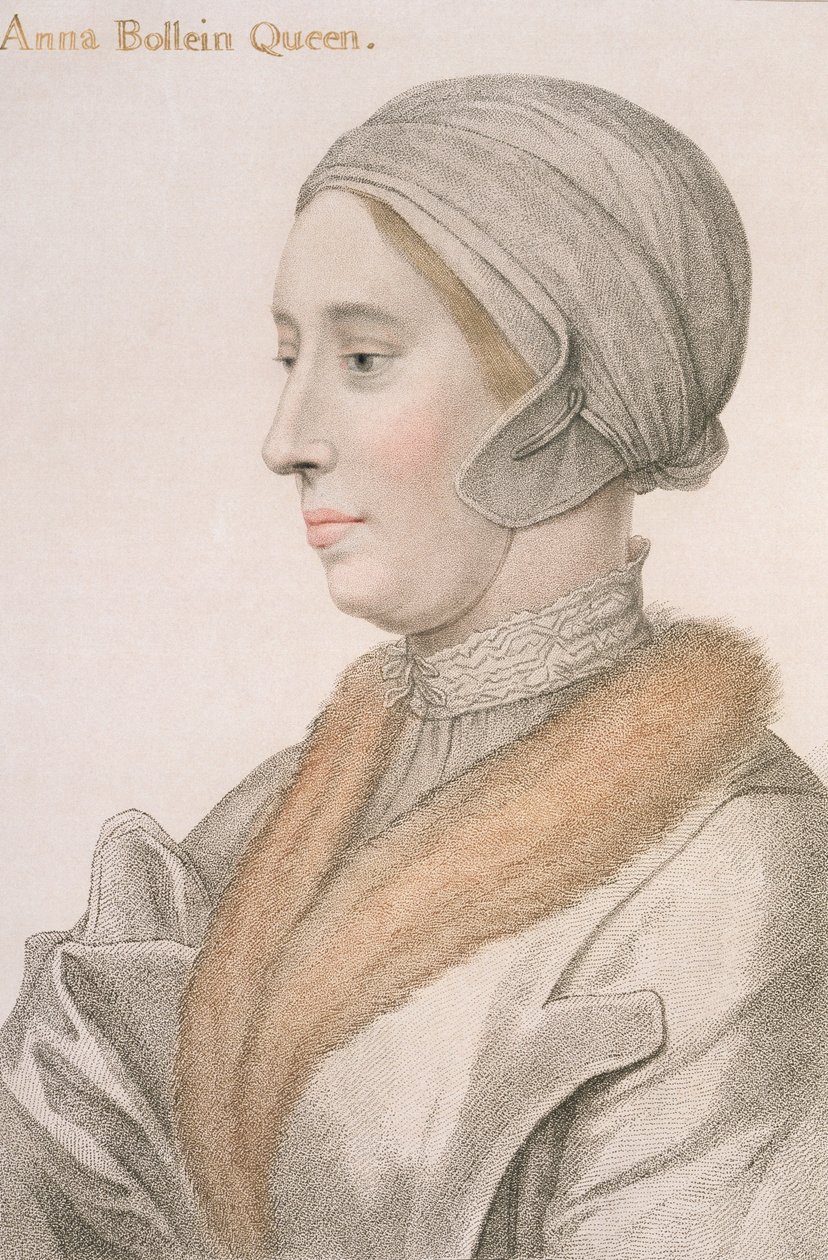 Anne Boleyn (1507-36), kaiverrus Francesco Bartolozzi (1727-1815) tekijältä Hans Holbein der Jüngere
