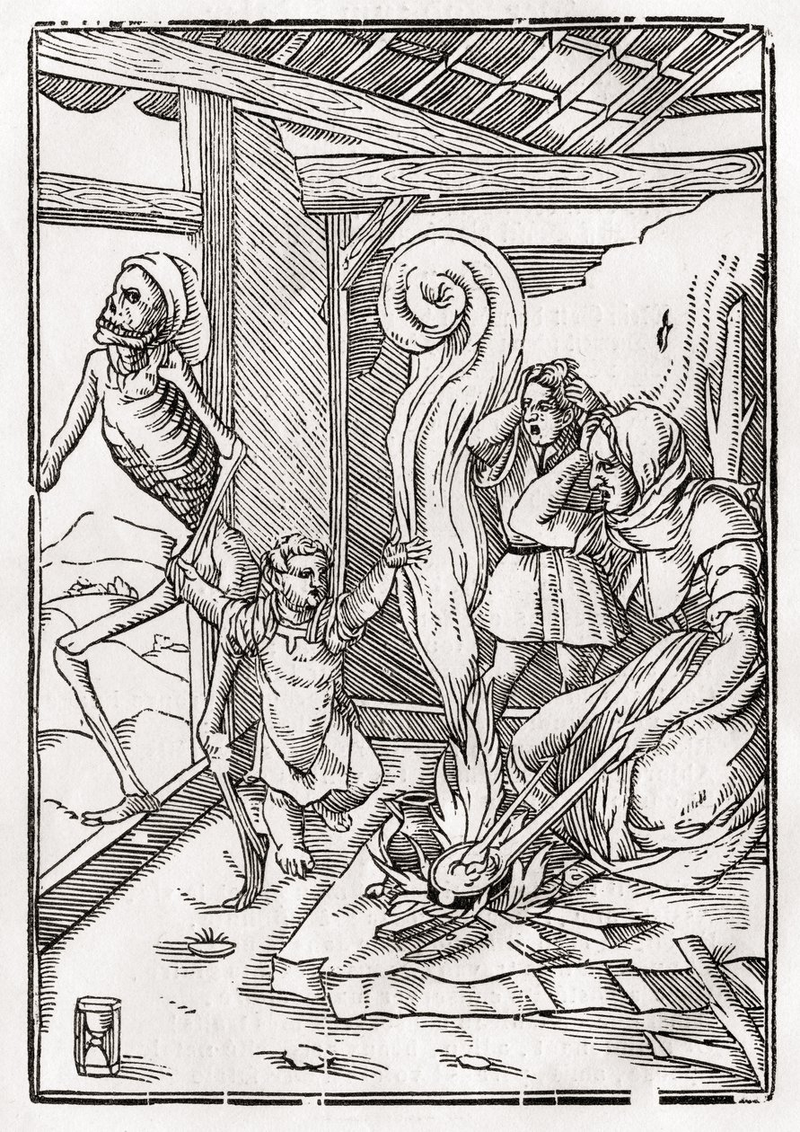 Kuolema tulee lapselle, "Der Todten Tanz", julkaistu Basel, 1843 tekijältä Hans Holbein der Jüngere