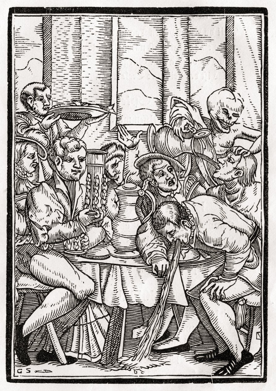 Kuolema tulee juopolle, Georg Scharffenbergin kaiverrus, teoksesta 