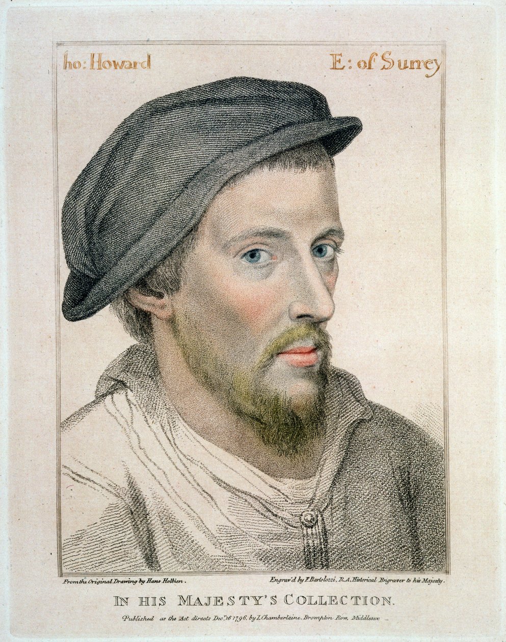 Henry Howard, Earl of Surrey (n. 1517-47), kaiverrus Francesco Bartolozzi (1727-1815) tekijältä Hans Holbein der Jüngere