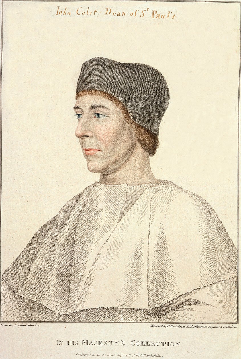 John Colet (n. 1467-1519), Francesco Bartolozzin kaivertaman Pyhän Paavalin dekaani (1727-1815) tekijältä Hans Holbein der Jüngere
