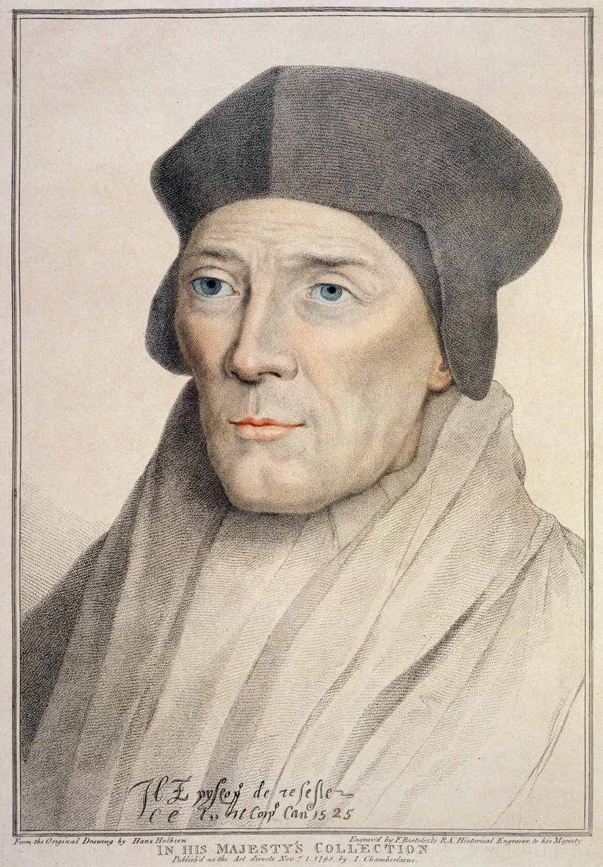 John Fisher, Rochesterin piispa (1469-1535) Francesco Bartolozzin (1727-1815) kaiverruksessa tekijältä Hans Holbein der Jüngere