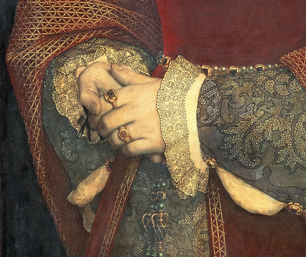 Jane Seymourin muotokuva, 1536 (yksityiskohta 32610) tekijältä Hans Holbein der Jüngere