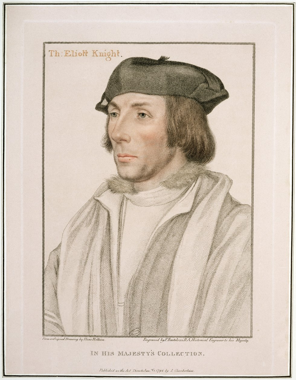 Sir Thomas Elyot (n. 1490-1546), kaiverrus Francesco Bartolozzi (1727-1815) 1794 tekijältä Hans Holbein der Jüngere