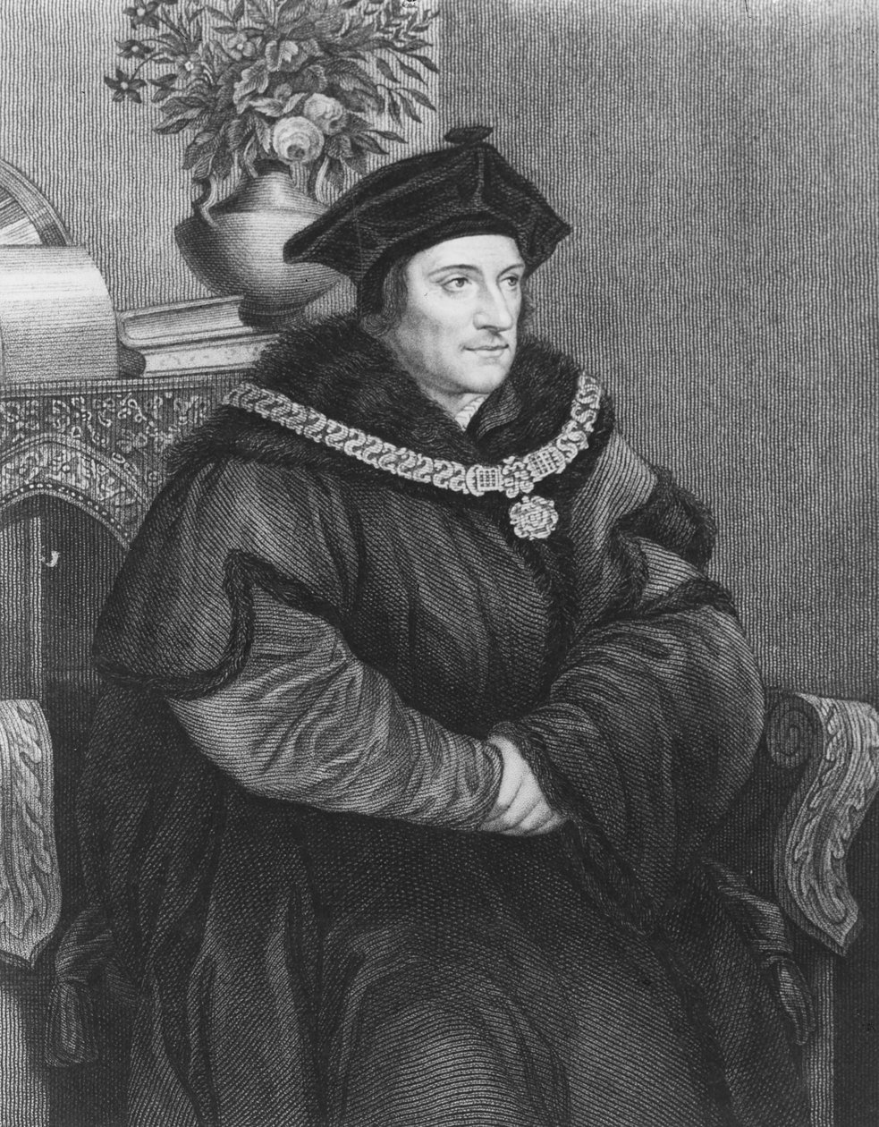 Sir Thomas More (1477-1535) (kaiverrus) tekijältä Hans Holbein der Jüngere