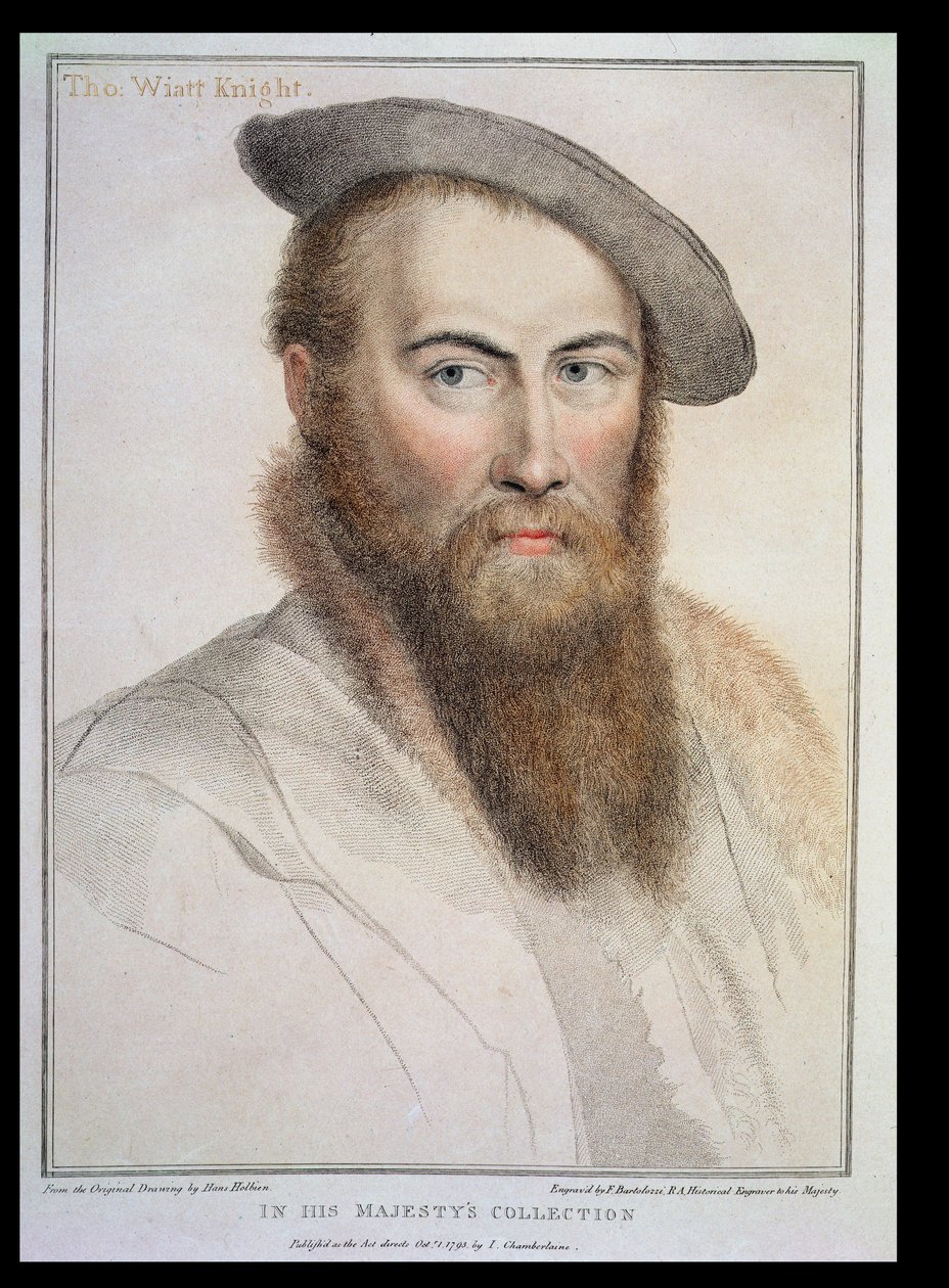 Sir Thomas Wyatt (n. 1503-42) Francesco Bartolozzin (1727-1815) kaivertama tekijältä Hans Holbein der Jüngere
