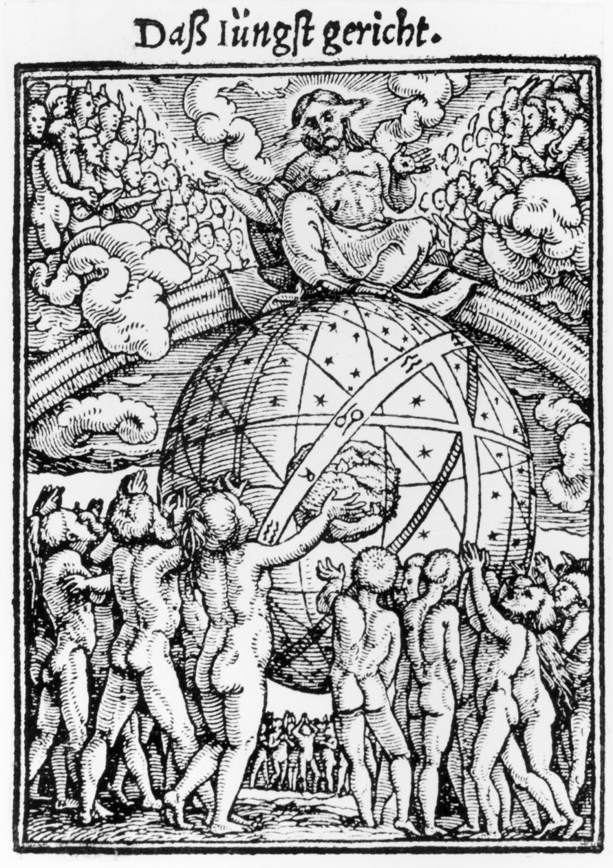 Viimeinen tuomio, teoksesta "Kuoleman tanssi", kaiverrus Hans Lutzelburger, n. 1538 tekijältä Hans Holbein der Jüngere