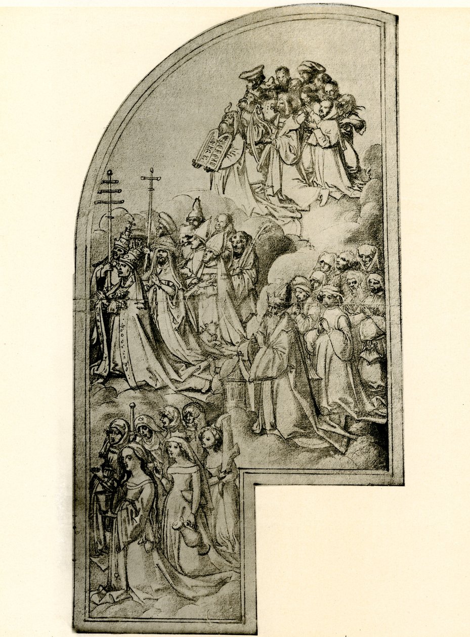 Suunnitelma pyhimyksiä esittävää alttaritaulua varten tekijältä Hans Holbein the Elder