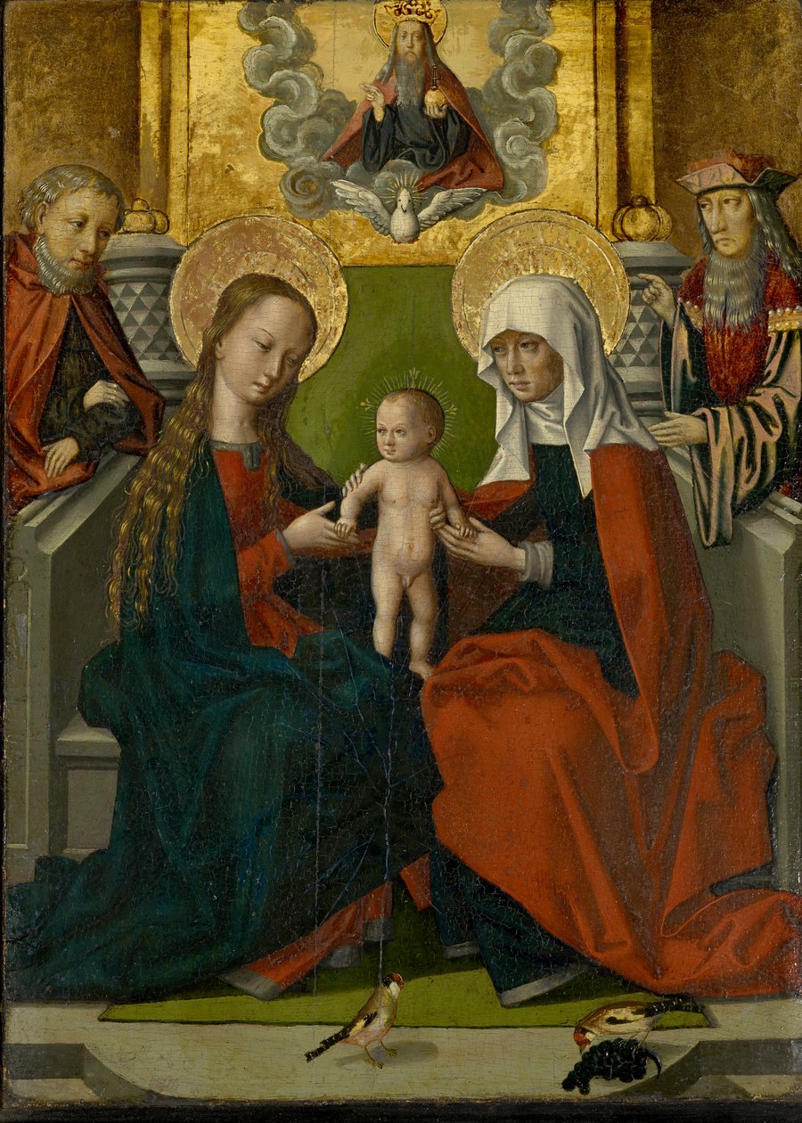 Pyhä Anna Neitsyen ja Lapsen kanssa, Joosef, Joachim, Isä Jumala ja Pyhä Henki tekijältä Hans Holbein the Elder