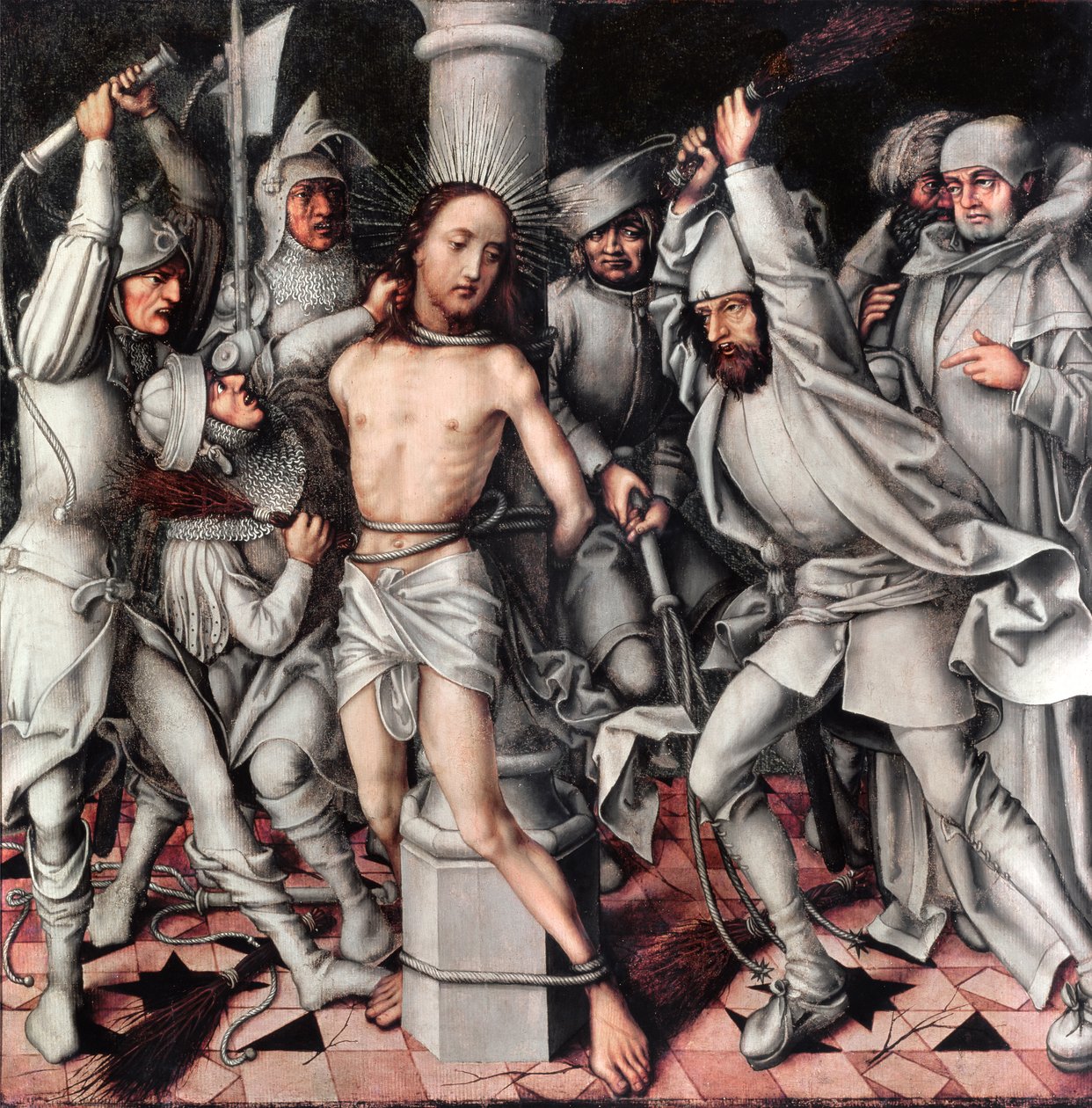 Kristuksen liputus, yksityiskohta alttaritaulusta, 1496 tekijältä Hans Holbein the Elder