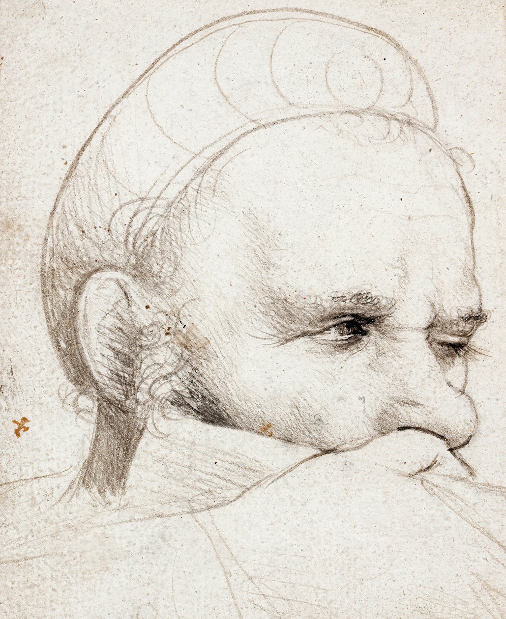 Tähtäävän varsijousimiehen pää tekijältä Hans Holbein the Elder