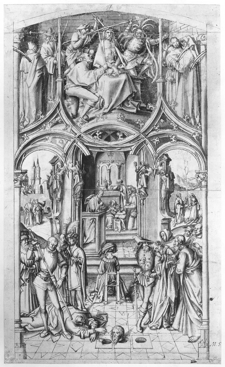 valmistelupiirustus "Basilica San Paolo fuori le mura". tekijältä Hans Holbein the Elder