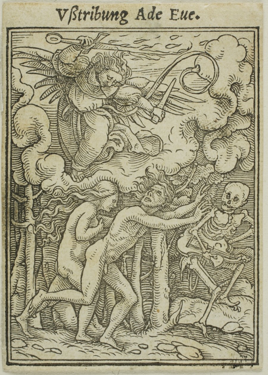Aatami ja Eeva ajetaan pois paratiisista tekijältä Hans Holbein the Younger