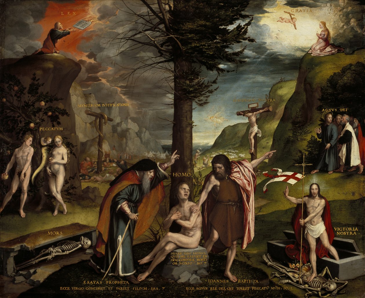 Allegoria Vanhasta ja Uudesta testamentista tekijältä Hans Holbein the Younger