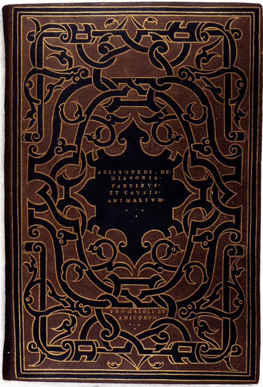 Hans Holbein Nuoremman (1497-1543) piirtämän kokoelman "" Histories of Aristoteles and Theophrasti"" sidos 1534 Pariisi, koristetaide tekijältä Hans Holbein der Jüngere