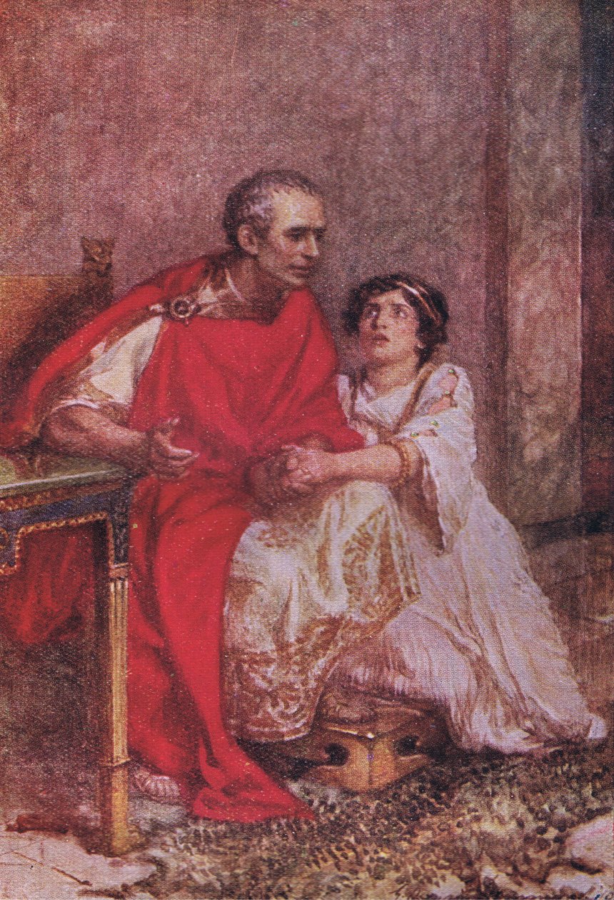 Pelkurit kuolevat monta kertaa ennen kuolemaansa: (Julius Caesar), teoksesta The Complete Works of Shakespeare, jonka on julkaissut George Harrap & Co Ltd, 1920-luvulla. tekijältä Hans Holbein der Jüngere