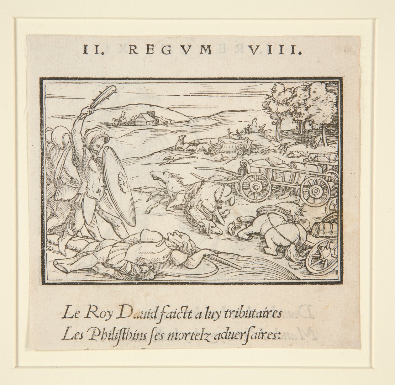 David kukistaa vihollisensa (recto); Daavid ja Uuria (versio) tekijältä Hans Holbein der Jüngere