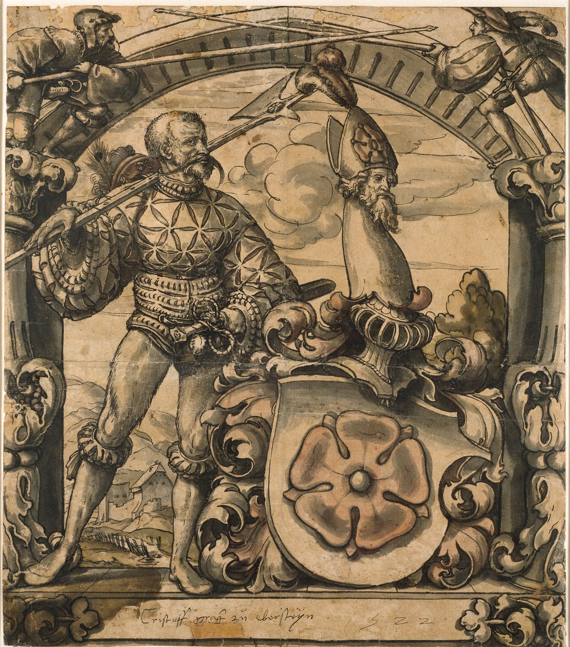 Suunnittelu heraldiselle lasimaalaukselle, 1522 tekijältä Hans Holbein der Jüngere