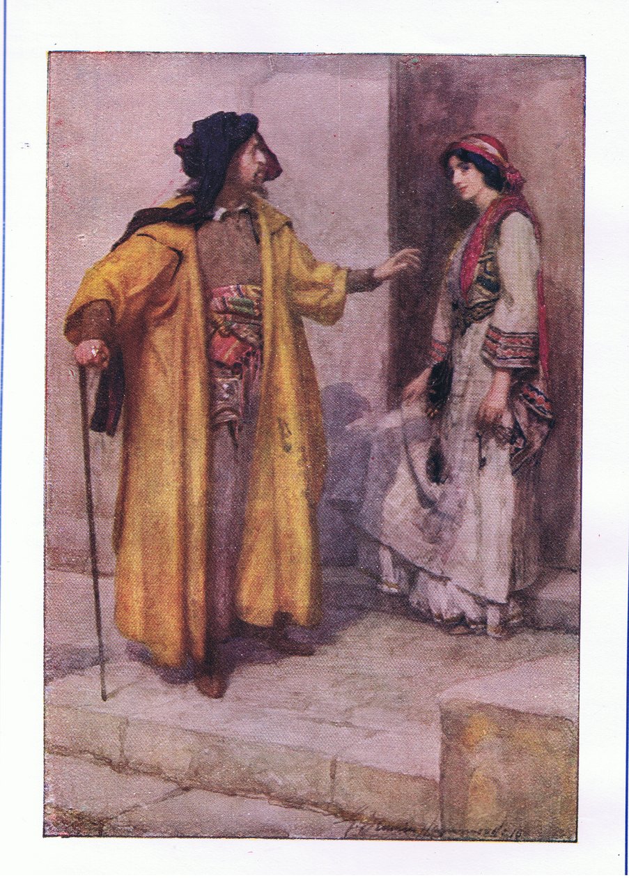Kuule minua, Jessica: lukitse oveni (Venetsian kauppias), teoksesta The Complete Works of Shakespeare, jonka on julkaissut George Harrap & Co Ltd, 1920-luku. tekijältä Hans Holbein der Jüngere