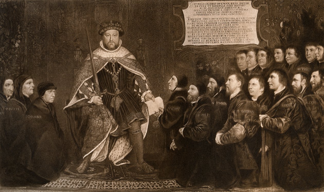 Henry VIII, Peruskirjan myöntäminen parturi- ja kirurgikillalle, 1541, 1902. tekijältä Hans Holbein der Jüngere