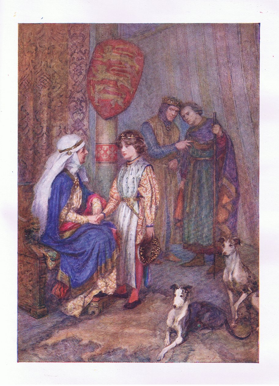 Hubert, Hubert, heitä katseesi nuoreen poikaan (Kuningas John), teoksesta The Complete Works of Shakespeare, jonka on julkaissut George Harrap & Co Ltd, 1920-luvulla. tekijältä Hans Holbein der Jüngere